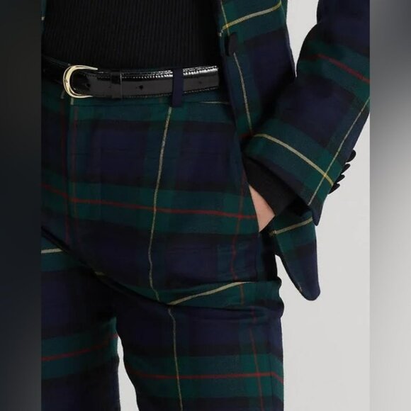 Ralph Lauren Plaid Pants Ankle Skinny Fitted Festive Green.  SZ 4 - Picture 3 of 5